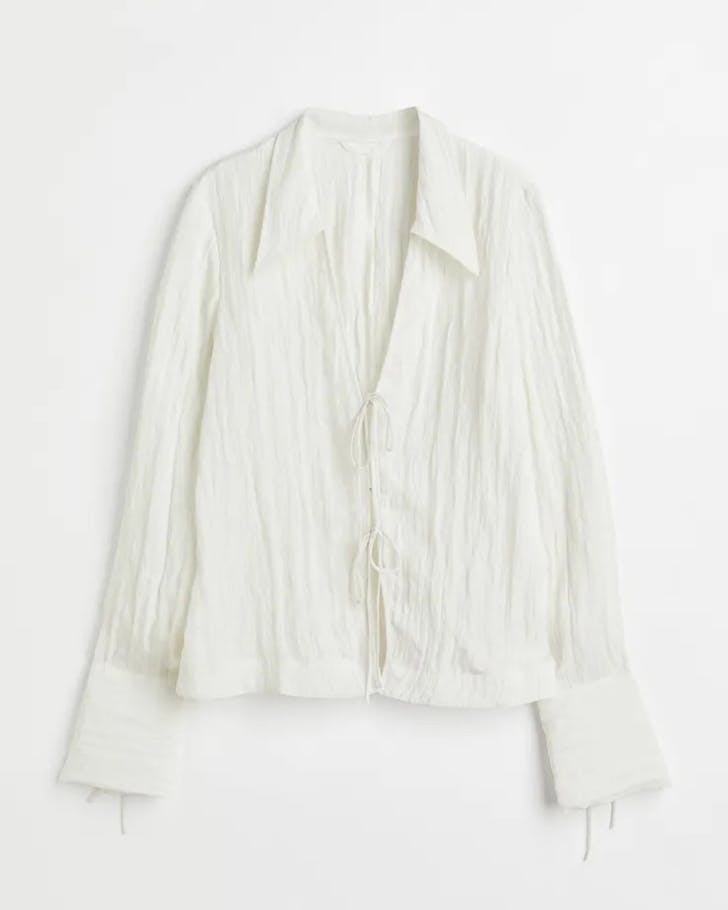 H&M Crinkle Tie-Detail Blouse