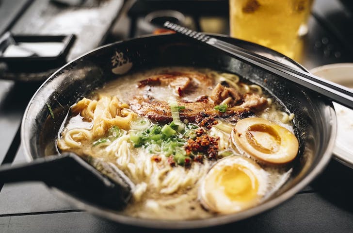 a bowl of steaming ramen